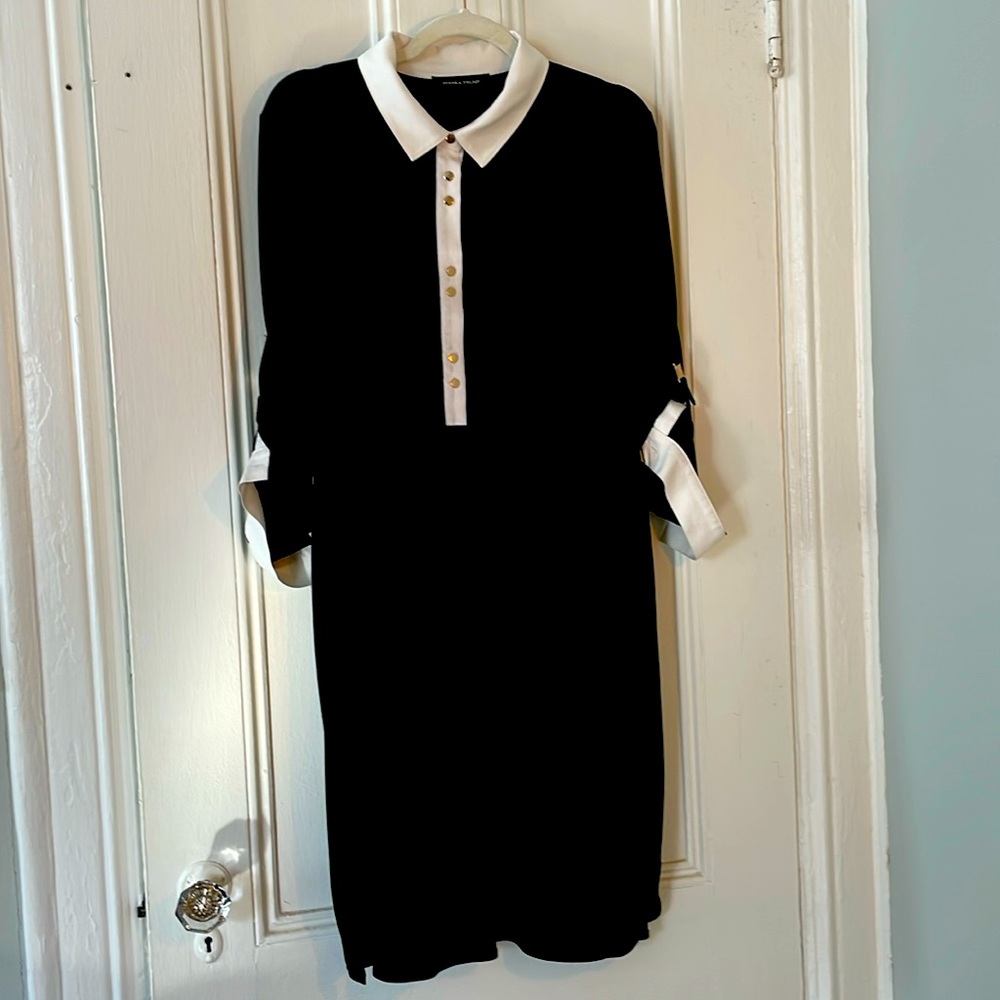 Ivanka Trump Gold button dress Black and White collar cuff